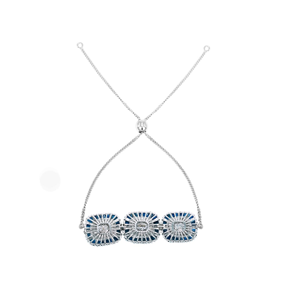 Polki Diamond Bracelet with Blue Sapphire Baguette Stones and Bolo Clasp